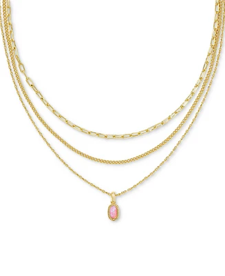 Kendra Scott 14k Gold-Plated Kyocera Opal Layered Pendant Necklace, 14" + 4" extender