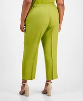 Kasper Plus Mid-Rise Cropped Side-Slit Trousers