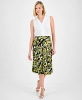 Kasper Women's Printed Pull-On Midi Skirt