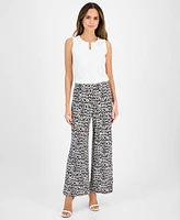 Kasper Women's Printed Wide-Leg Pull-On Pants