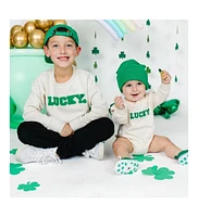 Baby Boy Lucky Varsity Patch St. Patrick's Day Long Sleeve Romper