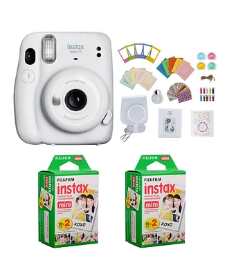 Fujifilm Instax Mini 11 Instant Camera (Ice White) Bundle with Case, 2X Fuji Instax Mini Instant Film Twin Pack