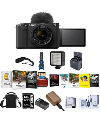 Sony Sony Zv-E1 Mirrorless Camera, Fe 28-60mm f/4-5.6 Lens Black, Bundle with Battery, Charger, Shoulder Bag, 128GB Sd Card, Pc & Mac Software, Led Li