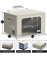Sorbus Pack Foldable Storage Box - Metal Frame, Oxford Fabric, Large Window & Handles - Organization for Bedroom