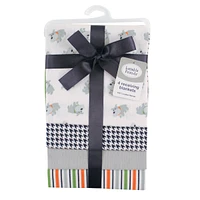 Luvable Friends Baby Boy Cotton Flannel Receiving Blankets, Train 4-Pack, One