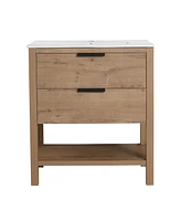 30 Inch Bathroom Vanity Plywood With 2 Drawers (Only Vanity, without Basin)