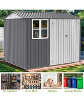 8x10 ft Outdoor Shed: Galvanized Steel with 6 Vents and Double Lockable Door