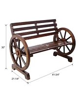 2-Person Wagon Wheel Bench for Outdoor & Patio