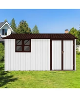 Metal garden sheds 10ftx12ft outdoor storage sheds white+coffee with window