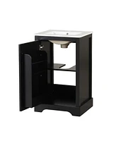 20" Bathroom Vanity with Sink, Bathroom Cabinet with Soft Closing Door, Storage Rack and Adjustable Shelve, Black