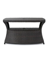 All-in-One Outdoor Side Table: Stylish Serving and Coffee Table with Umbrella Hole