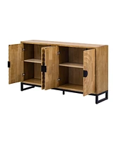 Rubberwood Veneer Sideboard Cabinet with Adjustable Shelves