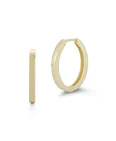 Rachel Zoe Fine Jewelry 14K Gold Oval Square Tube Hoop Earrings