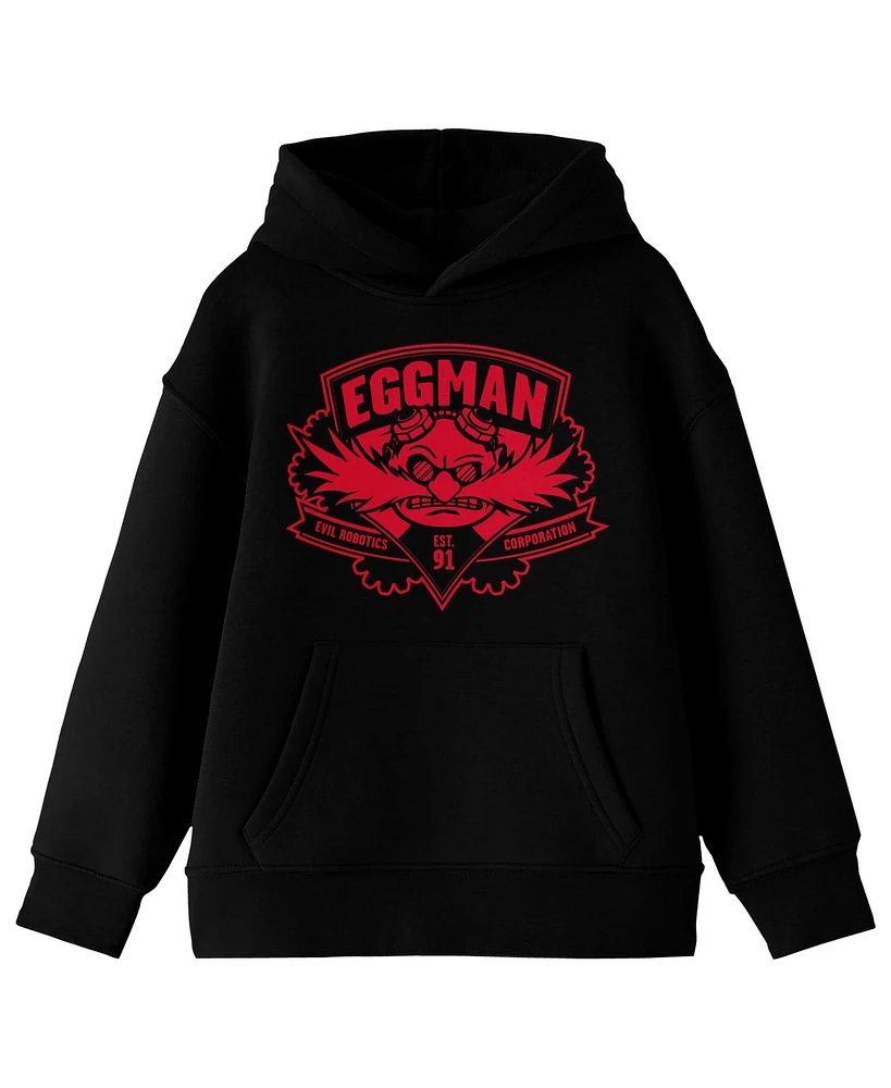 Sonic The Hedgehog Modern Dr. Eggman Long Sleeve Youth Black Hooded