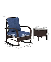 Outsunny Patio Furniture Set, Rocking Chairs w/ Table, Cushion