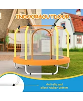 55-inch Trampoline for Kids Indoor & Outdoor Small Toddler Trampoline with Basketball Hoop