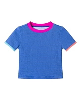 Toddler/Child Girls Cobalt w/Lurex Textured Short Sleeve Rash Guard Set