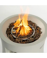 Propane Fire Pit Table, 20-inch, Round Graphite Base, Cover, Lava Rocks