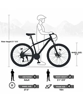 27.5 Inch Wheels 21 Speed Mountain Bike, for Men Women Boys and Girls, Front Suspension,Aluminum Alloy Frame