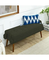 Modern Loop Yarn Bench with Geometric Arms and Cushion