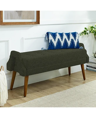 Modern Loop Yarn Bench with Geometric Arms and Cushion
