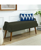Modern Loop Yarn Bench with Geometric Arms and Cushion