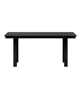 Outdoor Modern Hdpe 66" Wide Rectangle Patio Dining Table for 6