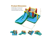 Inflatable Water Slide Bounce House with Climbing Wall & Tunnel Fun Outdoor Playset for Kids