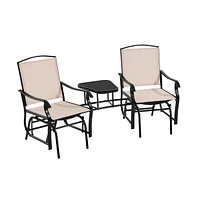 Yaheetech 2-Person Patio Glider W/ Table, Beige