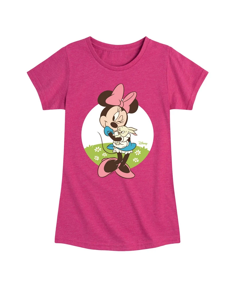 Disney Big Girls Minnie Bunny Easter Graphic Short Sleeve T-Shirt