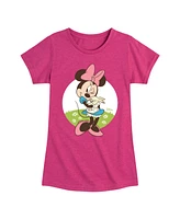 Disney Big Girls Minnie Bunny Easter Graphic Short Sleeve T-Shirt