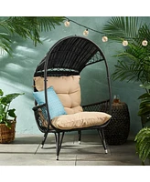 Doris Outdoor Wicker Standing Basket Chair with Water-Resistant Cushion