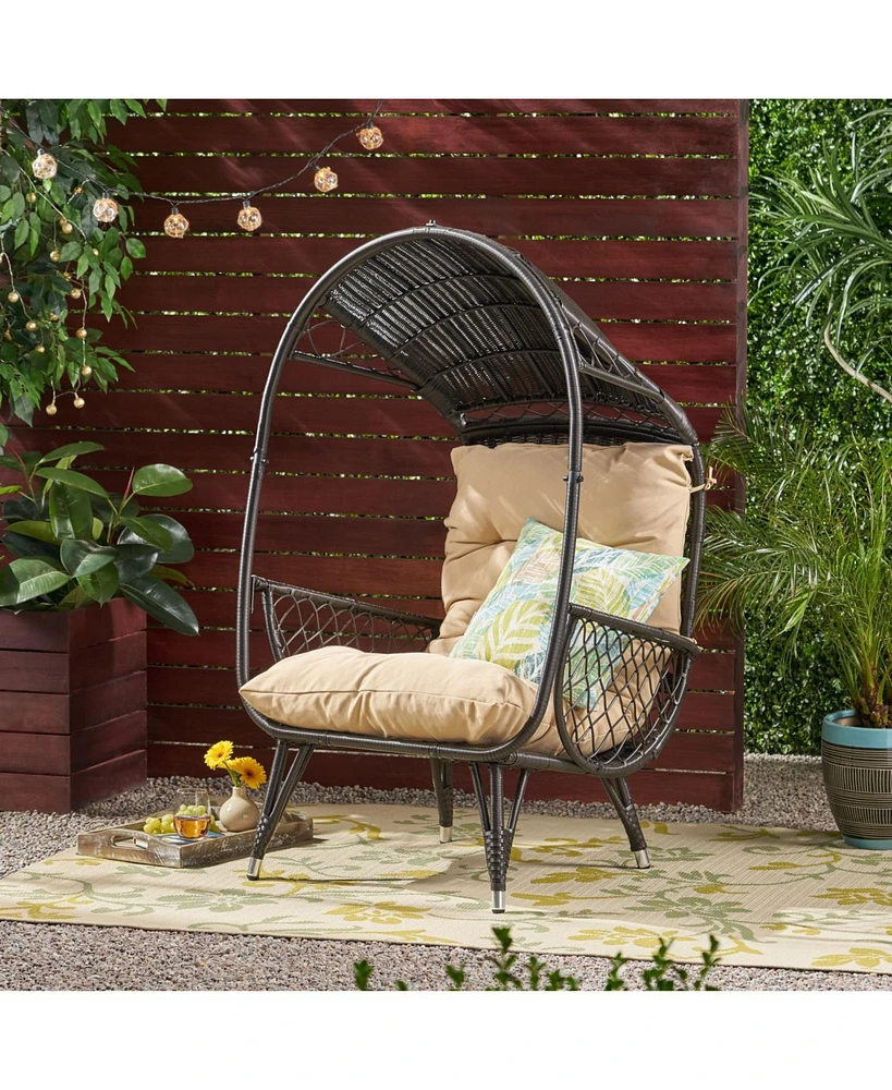 Doris Outdoor Wicker Standing Basket Chair with Water-Resistant Cushion