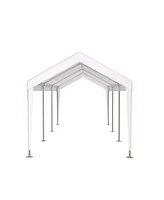 10' x 20' Portable Carport Garage with Roll-up Doors and Ventilated Windows
