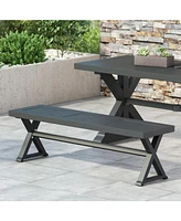 Outdoor Dining Bench, Antique Matte Black
