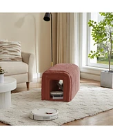 Ottoman Storage Bench Pet Supplies Corduroy Bench Cat's nest to hide For the Living Room, Entryway and Bedroom, Brown