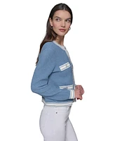 Karl Lagerfeld Paris Women's Marled Four-Pocket Cardigan