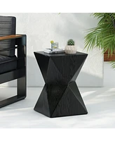 Concrete Side Table with Prismatic Shape and Wood Grain Texture