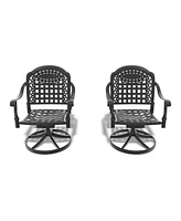 Cast Aluminum Patio Swivel Chair 2PCS With Black Frame and Cushions In Random Colors