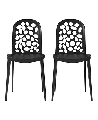 Outdoor Modern Stackable Patio Dining Chairs (Set of 2)