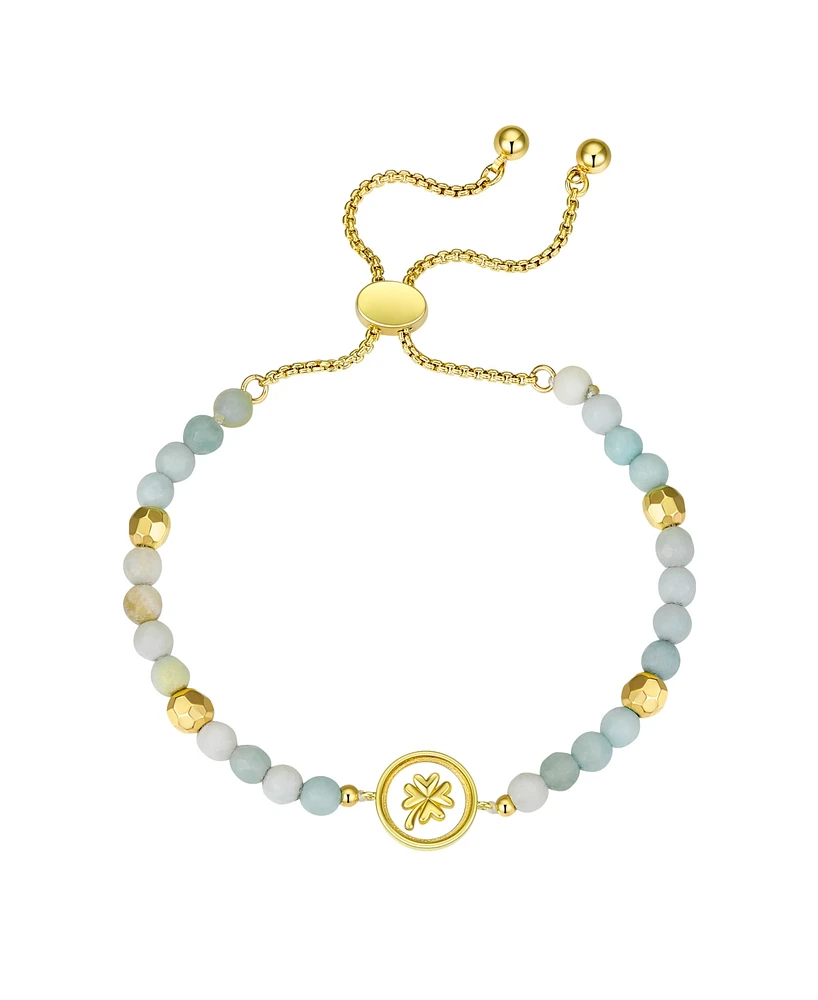 Unwritten Amazonite Stone Clover Bolo Bracelet