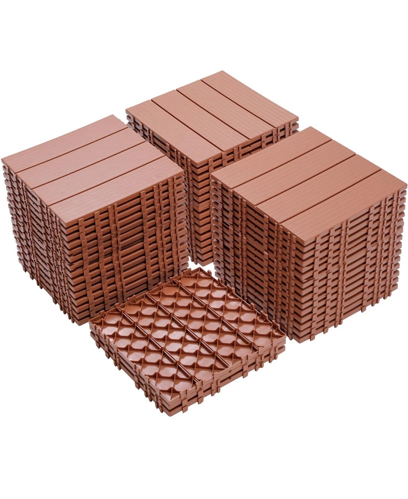 Plastic Interlocking Deck Tiles, 11.8"x11.8" (44 Pack), All-Weather Patio Flooring