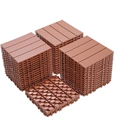 Plastic Interlocking Deck Tiles, 11.8"x11.8" (44 Pack), All-Weather Patio Flooring