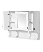 35" Wall Mount Bathroom Medicine Cabinet with Mirror and Shelves