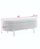 Ottoman Oval Storage Bench,Rubber Wood Leg,Orange(46."x17.7"x10.8")