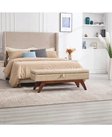Teddy wool fabric, solid wood feet for solid weighing, and bed end stool with storage function