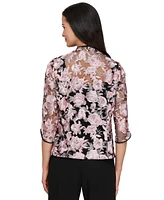 Alex Evenings Women's Embroidered Jacket & Scoop-Neck Shell Set