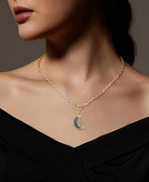 Unwritten Lapis Stone Moon Star Pendant Necklace