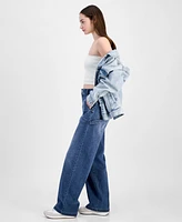 Celebrity Pink Juniors' Curvy Wide-Leg Carpenter Jeans