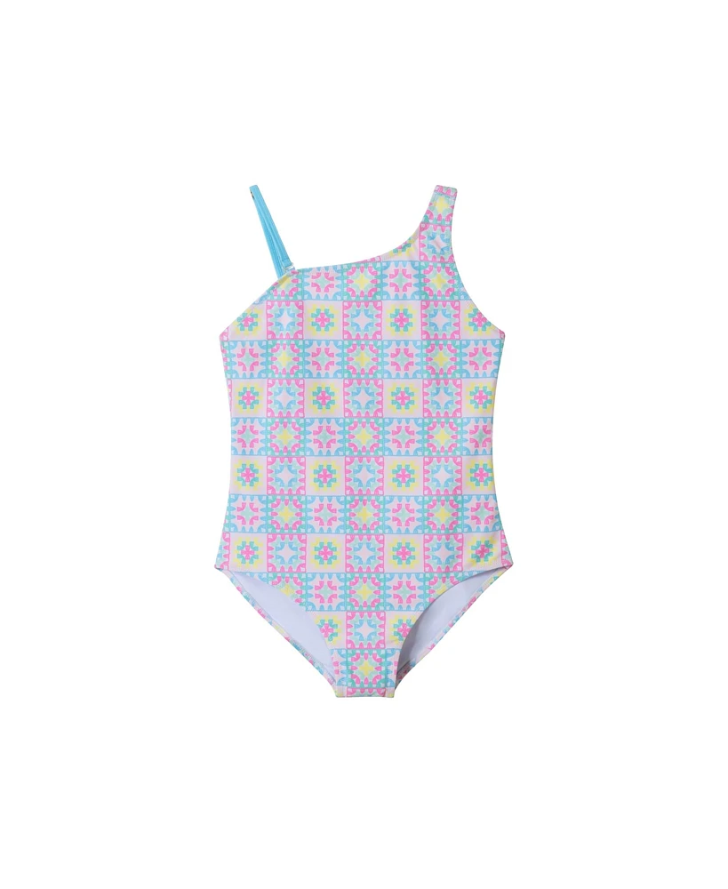 Toddler/Child Girls Crochet Rib One Pc Halter Swimsuit